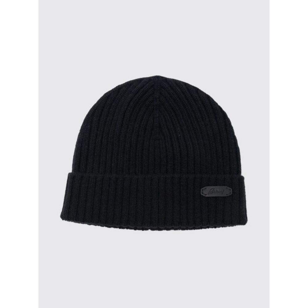 Brioni Men Brioni Ribbed 100% Cashmere Beanie With Cuff And Applied Logo